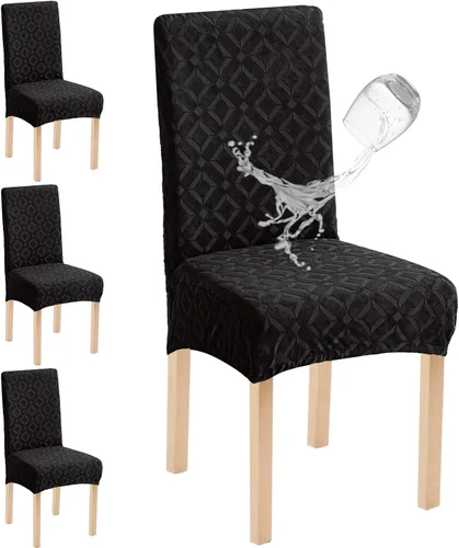 Miniatura 29 de Genina Juego de 4 fundas impermeables para sillas de comedor, extraíbles y lavables, color beige grande
