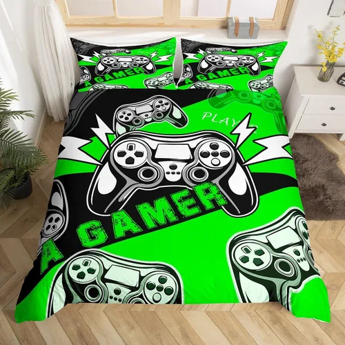 Erosebridal Juego de funda de edredón para niños, niñas, niños y adolescentes, juego de ropa de cama de videojuegos, tamaño individual, funda de