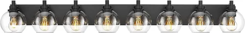 Miniatura 12 de Accesorios de iluminación de baño, luz de tocador mate negra de 2 luces, apliques de pared modernos con pantalla de globo de vidrio transparente