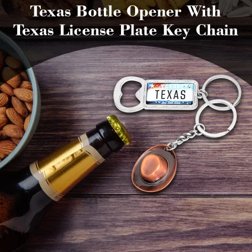 Miniatura 6 de Abrebotellas Texas con llavero de matrícula de Texas, paquete de 12