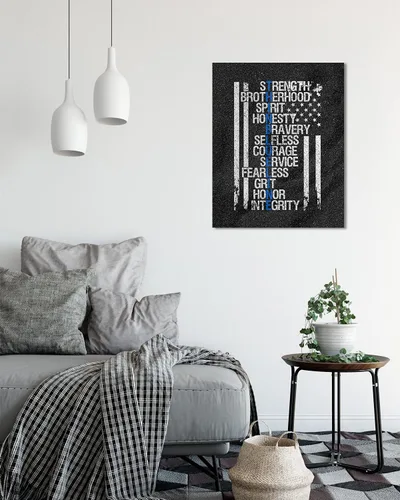 Miniatura 2 de Govivo Decoración de pared de la bandera estadounidense de oficial de policía, lienzo listo para colgar, 16 x 20 pulgadas, regalos de graduación