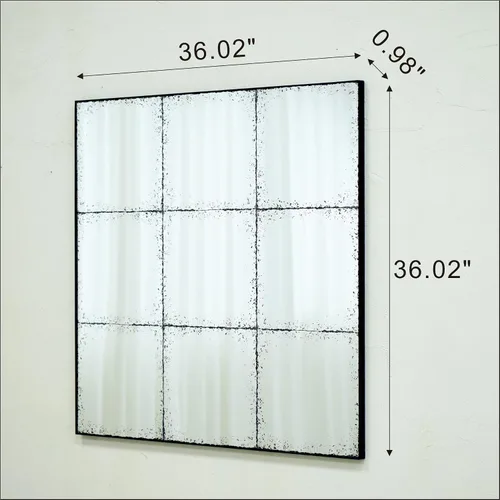 Miniatura 7 de whitebeach Espejo negro para ventana, espejo de pared de granja, espejo de repisa para chimenea, entrada, pasillo, sala de estar, 36 x 36 pulgadas