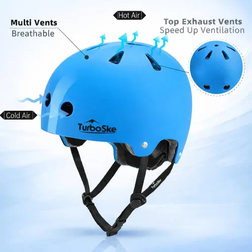Miniatura 2 de Casco de patineta, casco BMX, casco multideporte, casco de bicicleta para niños, jóvenes, hombres, mujeres Azul