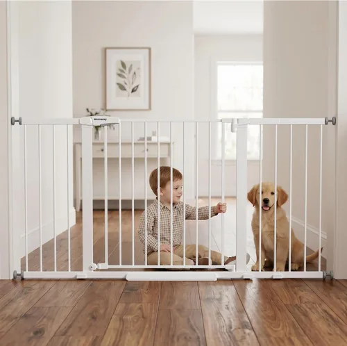 Miniatura 10 de Mumeasy Puerta de bebé extra ancha de 29.7 a 57 pulgadas, puerta grande para perros con cierre automático para puertas, puerta de seguridad