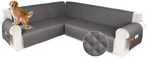 Miniatura 33 de HDCAXKJ Funda impermeable para sofá modular en forma de L, fundas seccionales de esquina lavables, a prueba de mascotas, protector de muebles