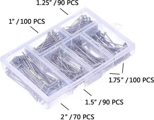 Miniatura 2 de Outus Kit de 450 pines en T de acero inoxidable con caja transparente para cabeza de espuma, pasadores largos y rectos para coser, manualidades
