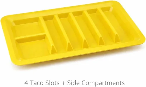Miniatura 3 de Dependable Industries inc. Essentials Juego de 3 platos rectangulares para tacos, bandejas de plástico sin BPA con divisores, apilables, aptos