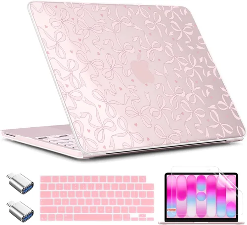 Miniatura 44 de TWOLSKOO Funda para MacBook Neo de 13 pulgadas 2026 A3404 A18 Pro Chip, carcasa rígida de plástico con adaptador tipo C, 2 fundas para cámara web