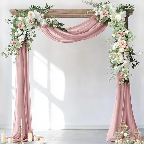 Miniatura 14 de Socomi 2 paneles de tela para arco de boda, 29 pulgadas x 19 pies, cortinas de gasa transparente azul bebé, 6 yardas para decoración de boda
