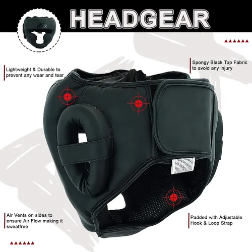 Miniatura 3 de REX - Casco de boxeo, artes marciales de artes marciales, hecho de cuero Rex Muay Thai con acolchado grueso