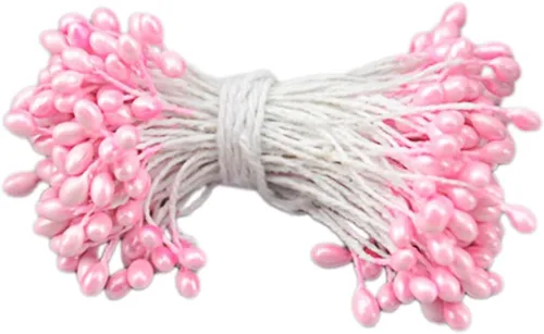 Miniatura 15 de QueenBox® 900 piezas de estambres de flores de doble cabeza de 0.118 pulgadas, Pistilo floral de perlas artificiales para bricolaje, ramo de flores