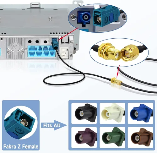 Miniatura 3 de Bingfu Fakra Z hembra a SMA hembra cable adaptador de antena de vehículo 11.8 in 12 pulgadas para coche estéreo Android unidad principal navegación