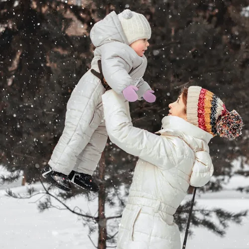 Miniatura 55 de ONESING 5 pares de guantes de invierno negros para bebés y niñas - Guantes cálidos para recién nacidos