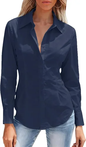 Miniatura 13 de Camisas con botones para mujer ajustadas, camisa de vestir de manga larga, blusa con cuello, camisa de trabajo, para negocios, para oficina, atuendo
