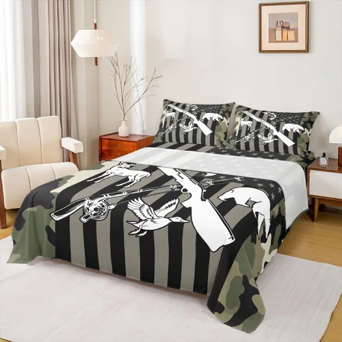 Miniatura 14 de Rustic Lodge - Juego de sábanas tamaño individual con diseño de oso y alce, diseño de retazos, color rojo y negro, a cuadros, ropa de cama de Multi