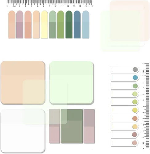 Miniatura 13 de BAYTORY 1300 hojas de notas adhesivas transparentes pastel, transparente, impermeable, 3 x 3 pulgadas, bloc de notas transparente, pestañas