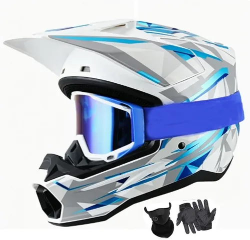 Miniatura 6 de Casco de motocross para adultos, motocicleta, BMX, ATV, todoterreno, casco de bicicleta de montaña ajustable, visera solar aprobada por puntos