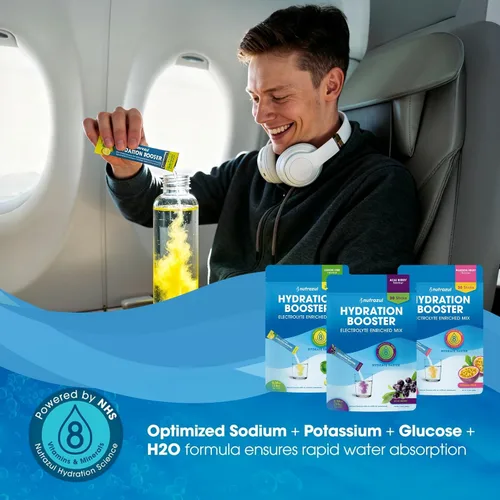 Miniatura 5 de nutrazul Potenciador de hidratación, electrolitos en polvo con sodio, potasio, vitamina B6 y B12, sin edulcorantes artificiales, sabor a bayas