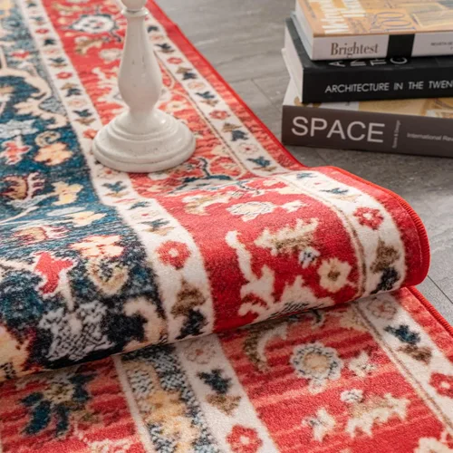 Miniatura 360 de Syalife 4x6 Alfombra Lavable para Área, Ultra Suave Antideslizante, Pila Baja, Alfombra Vintage Resistente a Manchas para Sala de Estar, Alfombra