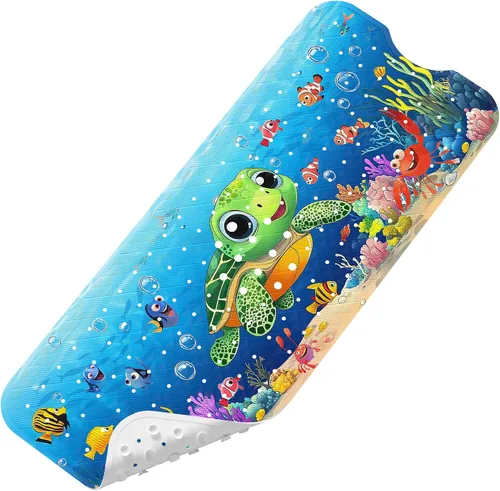 Miniatura 23 de Tapete de Baño para Bebé Mejorado con Dibujos Animados Antideslizante - 40"x16" Extra Largo Tapete de Bañera para Bebé Ecológico Duradero Tapete