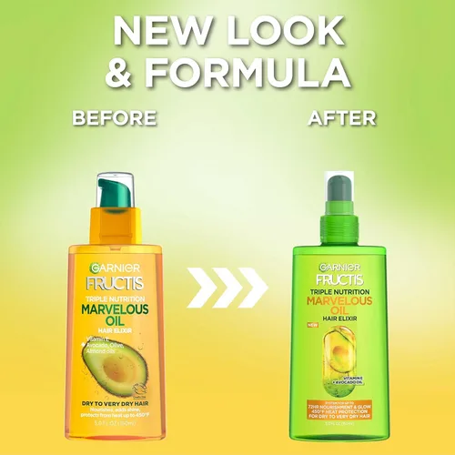 Miniatura 3 de Garnier Fructis Triple Nutrition Marvelous Oil Hair Elixir, 5.0 Fl Oz, 1 unidad (el embalaje puede variar)
