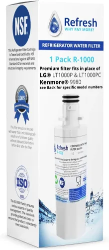 Miniatura 3 de Refresh Filtro de agua de repuesto para refrigerador LG LT1000P, LT1000PC, LT1000PC, MDJ64844601, ADQ74793501, ADQ74793502 y Kenmore 46-9980, 9980