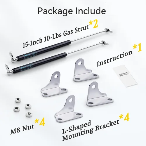 Miniatura 7 de ARANA - Puntales de gas de 15 pulgadas, 4.5 kg con soportes, 38 cm, 45 N, resorte de amortiguador de gas hidráulico para caja de escotilla de barco