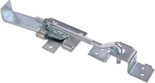 Hillman Pestillo de jamba de puerta de granero de zinc con gancho (7 pulgadas), cerradura de puerta corredera segura para puertas de granero y