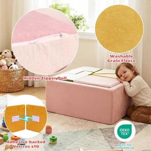 Miniatura 4 de Bloques modulares de escalada de espuma 30D de alta densidad de 6 piezas para niños pequeños de 6 a 24 meses, juego suave certificado OEKO-TEX