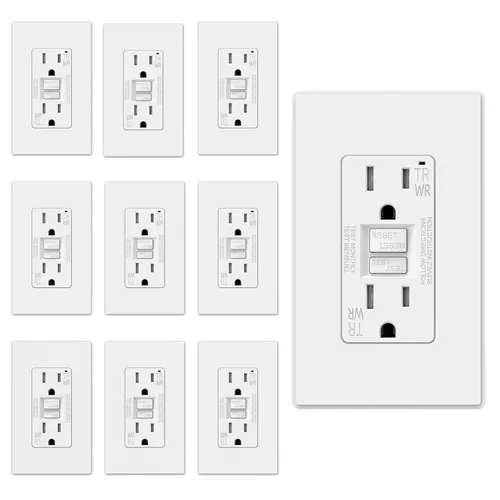 Miniatura 30 de ELEGRP Salida GFCI para Exteriores, Receptáculo GFI Eléctrico de Autoprueba de 15 Amperios con Diseño Más Delgado, Receptáculo GFCI Resistente a