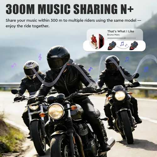Miniatura 3 de VCOROS Auriculares para casco de motocicleta, intercomunicador de casco de 2 vías para 2 conductores, para compartir música, resistente al agua