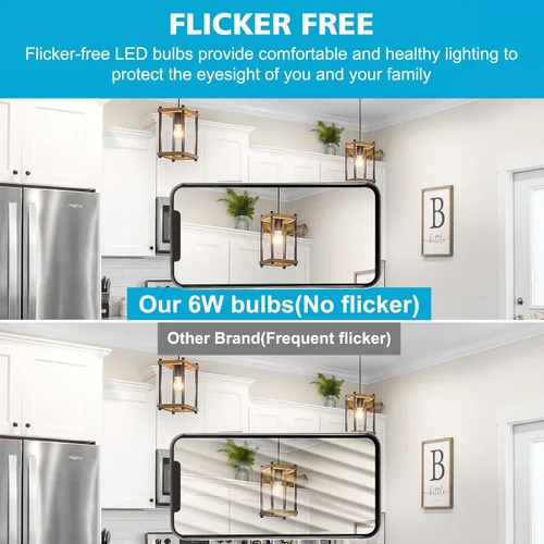 Miniatura 4 de Ascher - Bombillas de filamento LED E26, equivalentes a 60 W, luz blanca cálida de 2700 K, no regulables, vidrio transparente clásico, bombillas LED