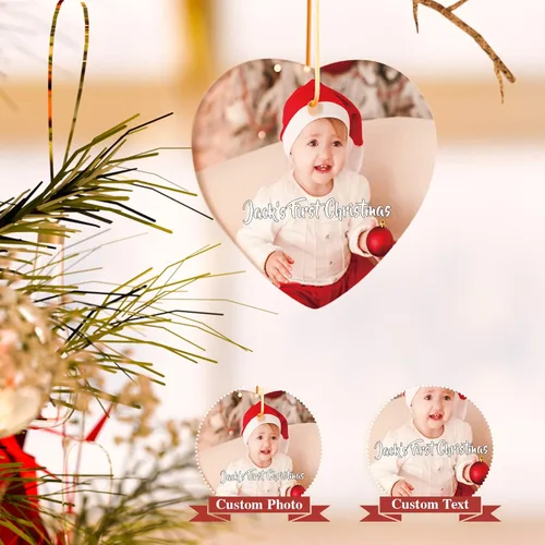 Miniatura 2 de Bemaystar Adornos de Navidad personalizados con foto 2025 – Adornos de Navidad personalizados con imagen y texto, decoración personalizada de árbol