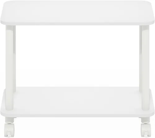 Miniatura 6 de Furinno Turn-N-Tube - Mesa auxiliar rectangular de 2 niveles con ruedas, mesita de noche de esquina redonda, mesita de noche con estante abierto