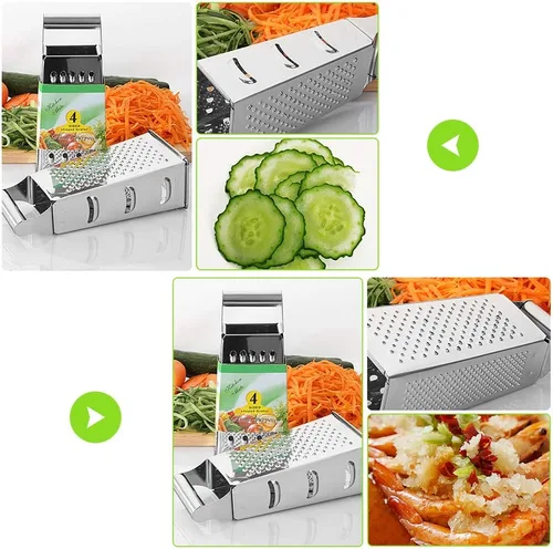 Miniatura 5 de Rallador de caja, rallador grande de acero inoxidable de 4 lados para queso parmesano, jengibre, verduras