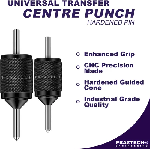 Miniatura 4 de PRAZTECH® Punzón central de alineador de centro de transferencia universal, pasador endurecido (juego de 2) Orificios centrales de transferencia