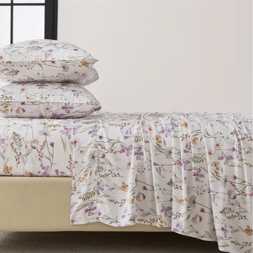 Miniatura 10 de FADFAY Juego de sábanas de cama con estampado floral amarillo, de algodón, tamaño King, suaves, transpirables, estilo Shabby Coquette, con bolsillo