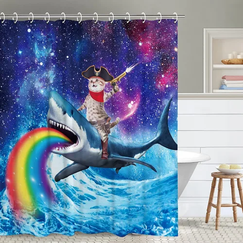 Miniatura 20 de RosieLily Cortinas de ducha para niños, 72 pulgadas de ancho x 72 pulgadas de alto, cortinas de ducha extra largas con ganchos, palabras divertidas
