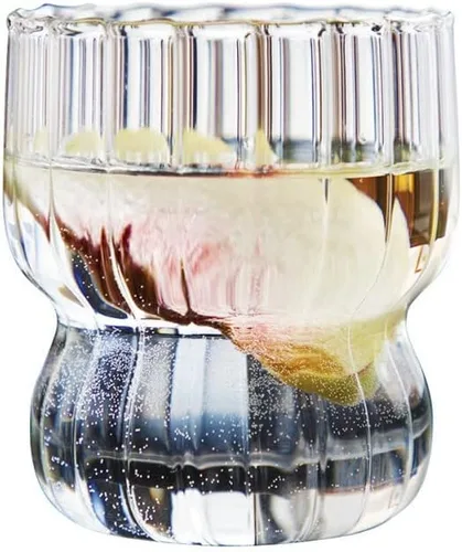 Miniatura 9 de Ochine Vasos acanalados para beber – Vasos de vidrio para vino, café, cócteles, expreso, té helado, agua, bebidas, jugo y cerveza