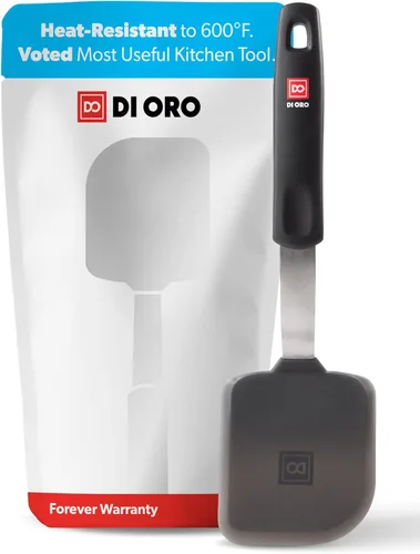DI ORO Espátula Pequeña de Silicona - Espátulas de Cocina para Utensilios de Cocina Antiadherentes - Volteador de Silicona Delgado y Flexible