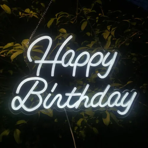 Miniatura 4 de Letrero de neón de feliz cumpleaños, luces decorativas para pared, bodas, bares, cafeterías, Navidad, decoración de fiesta en el hogar, regalo
