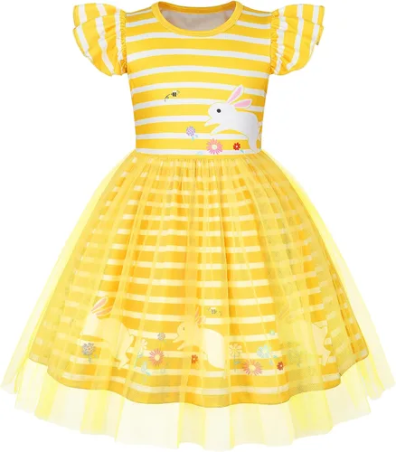 Miniatura 20 de WonderBabe Vestido de tul para niñas pequeñas, traje de unicornio, manga con volantes, ropa de cumpleaños, vacaciones, falda tutú casual de sirena