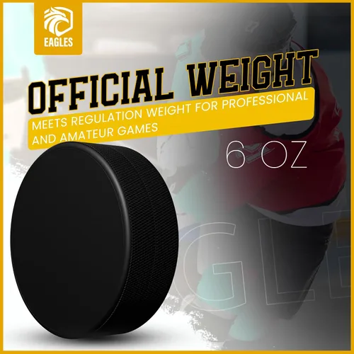 Miniatura 3 de EAGLES Ice Hockey Pucks 1, 2, 3, 6 or 50 Pack High Grade Pucks Official Regulation Weight & Size for Practice & Classic Training - 6 oz Diameter
