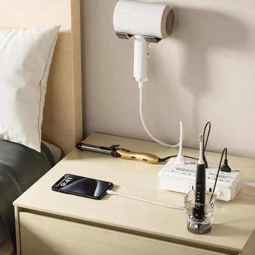Miniatura 6 de Convertidor de voltaje de viaje de 220 V a 110 v: Convertidor de voltaje universal internacional Transformador de enchufe de regleta de alimentación