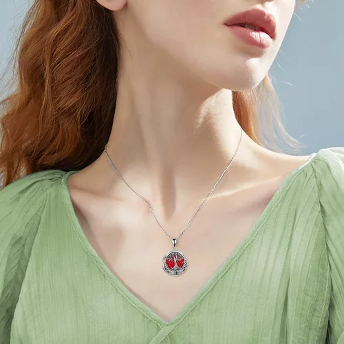 Miniatura 2 de ONEFINITY Collar con medallón de árbol de la vida, collar de plata de ley que sostiene fotos, colgante de medallón del árbol de la vida