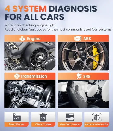 Miniatura 2 de Escáner OBD2 con transmisión ABS SRS, restablecer luces de falla Compruebe el lector de código del motor con funciones OBDII completas Prueba