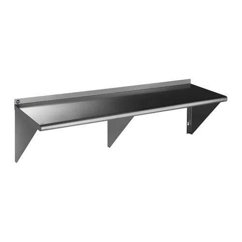 ROCKPOINT Estante de acero inoxidable de 18 x 60 pulgadas, 450 libras, estantes comerciales de metal NSF para montaje en pared, estantería flotante