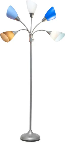 Miniatura 10 de Simple Designs LF2006-SBG 67" Lámpara de pie contemporánea con múltiples cabezales Medusa de 5 luces ajustable de cuello de ganso en plata con Tonos