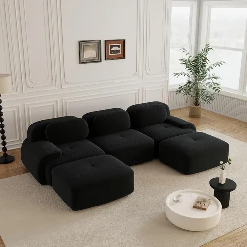 Miniatura 96 de Sofás modulares sin hueso de 152.8 pulgadas para sala de estar, sofá modular con diván en forma de L, cómodo asiento profundo tapizado de tela