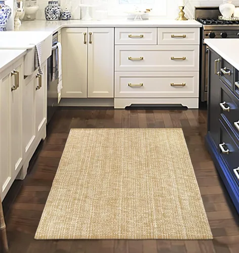 Miniatura 26 de LEEVAN - Alfombras lavables para cocina de 3 x 5 pies, alfombra de color crema para dormitorio, alfombra de algodón tejida para entrada, alfombra